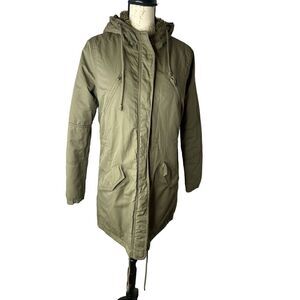 American Eagle Outfitters Puffer Coat Jacket Hood Olive Green